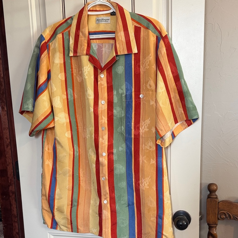 Norm Thompson Multicolor Striped Men's Shirt Vibrant Colors and Great Condition